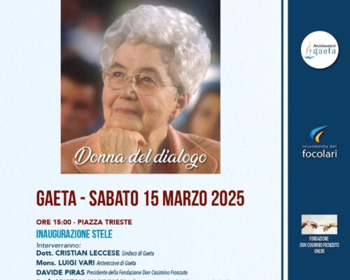 Gaeta onora Chiara Lubich con una stele: un simbolo di pace e unità.